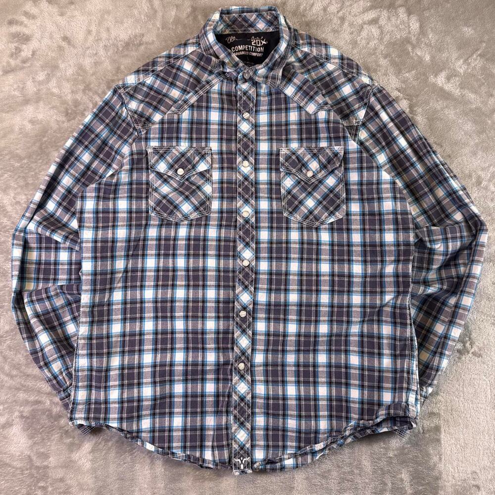 Wrangler 20X Competition Plaid Western Shirt Men’s Large Cowboy Workwear